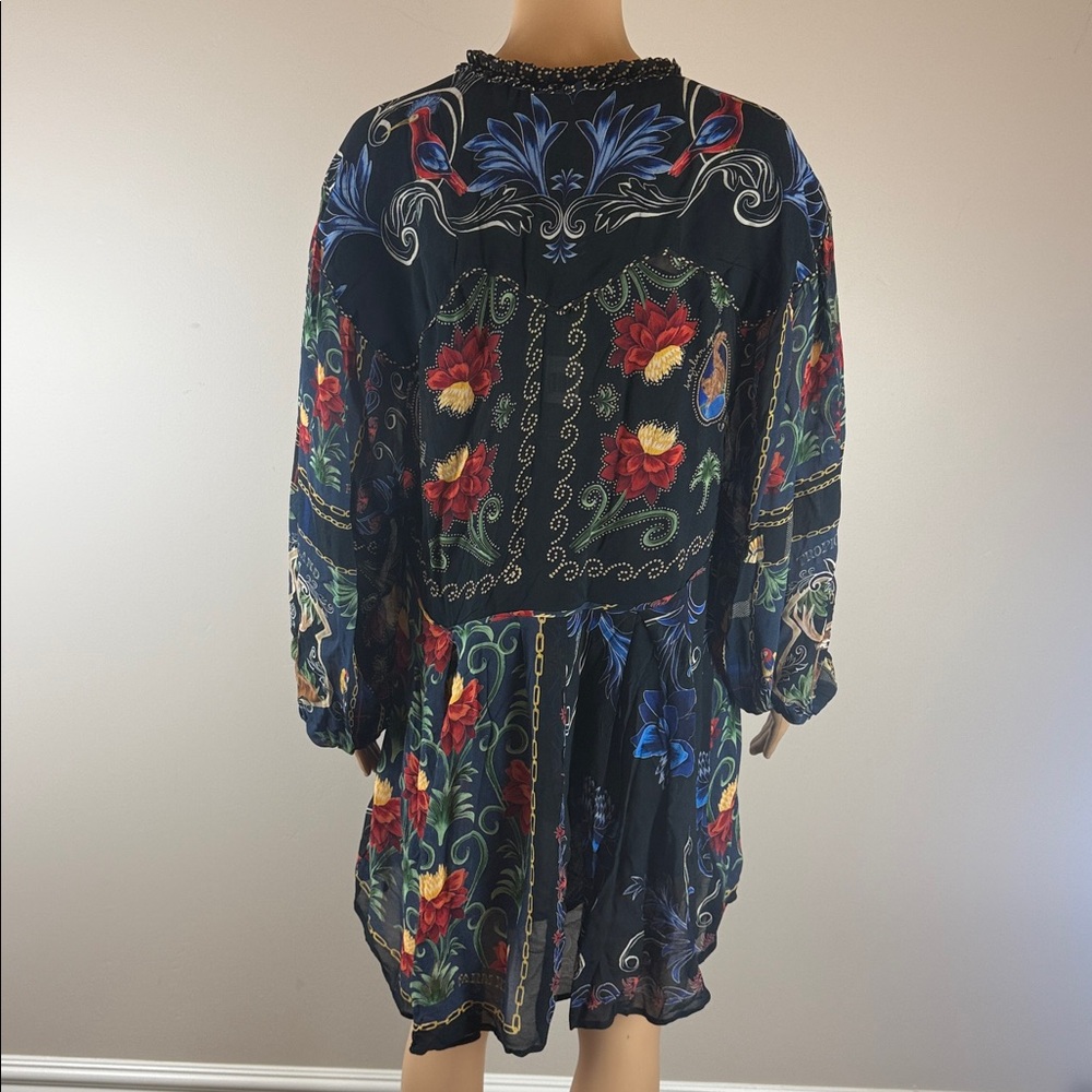 Farm Rio Mixed Arabesque Scarves Long Sleeve Mini Dress NWT - Picture 10 of 11